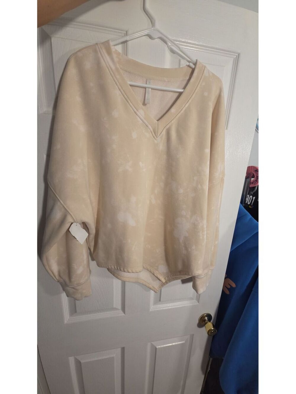 Saved By Rae Fabletics Cream with light wash Vneck